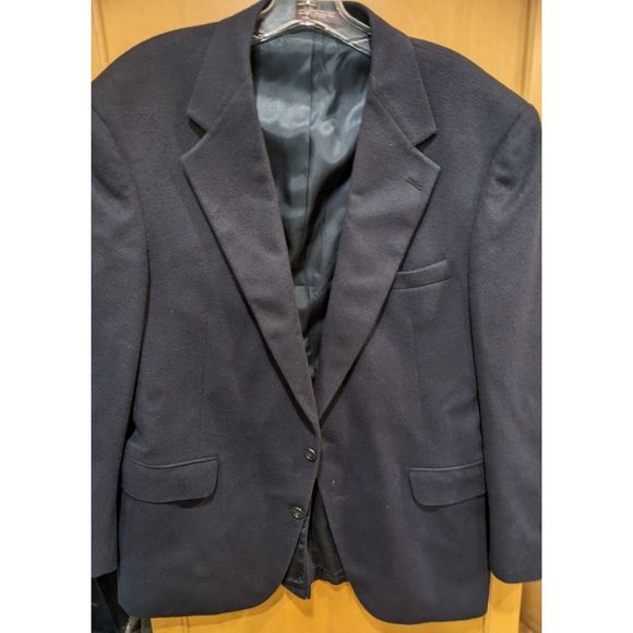 Evan Picone Suit Jacket Men's 100%‎ Sport Coat Navy Blue Large Cashmere 44R - Picture 1 of 5